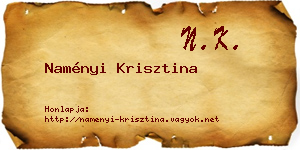 Naményi Krisztina névjegykártya